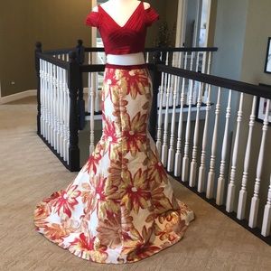 Gorgeous Tony Bowls two piece mermaid gown